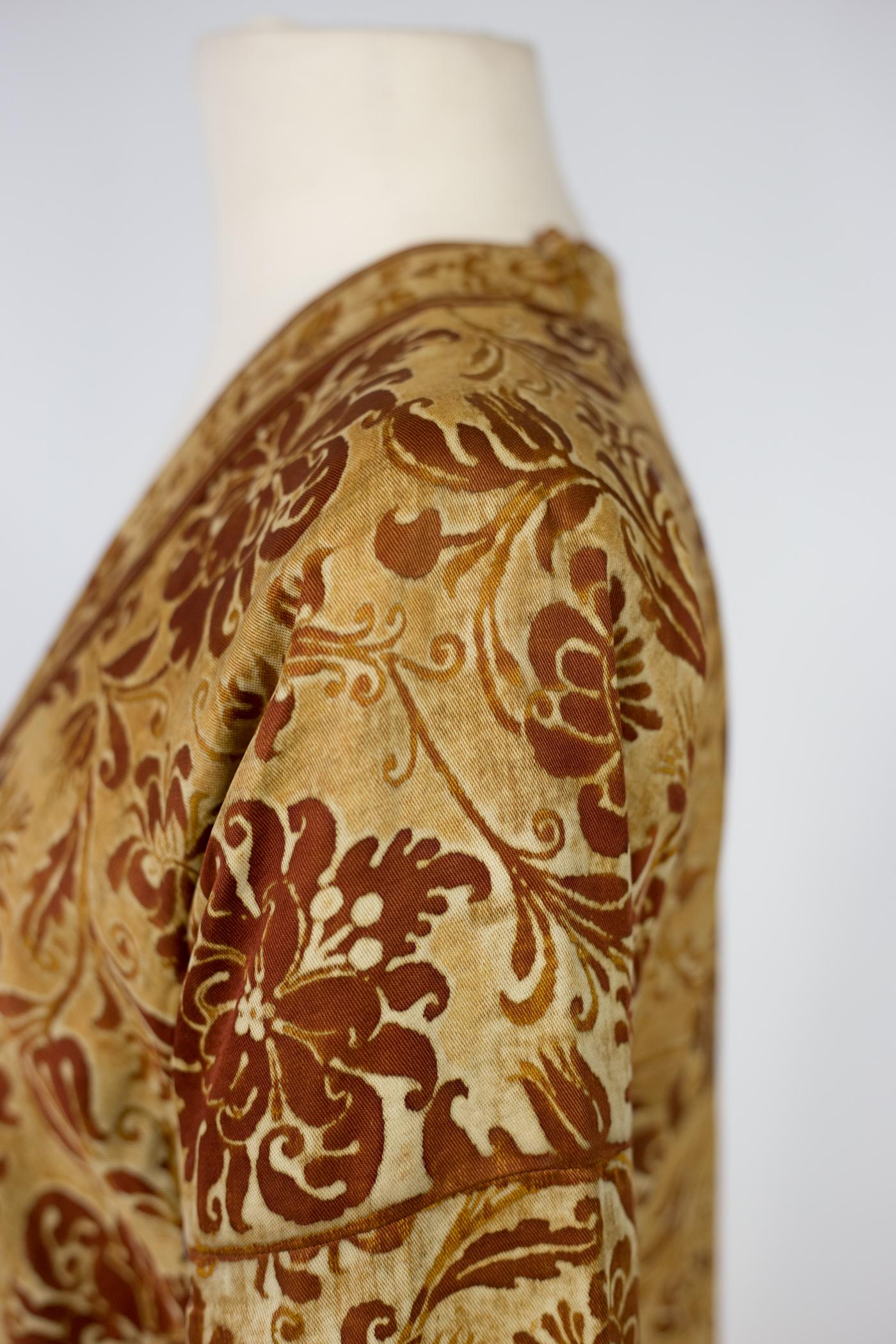 Women's or Men's Evening coat or Kaftan in printed cotton by Mariano Fortuny Circa 1950