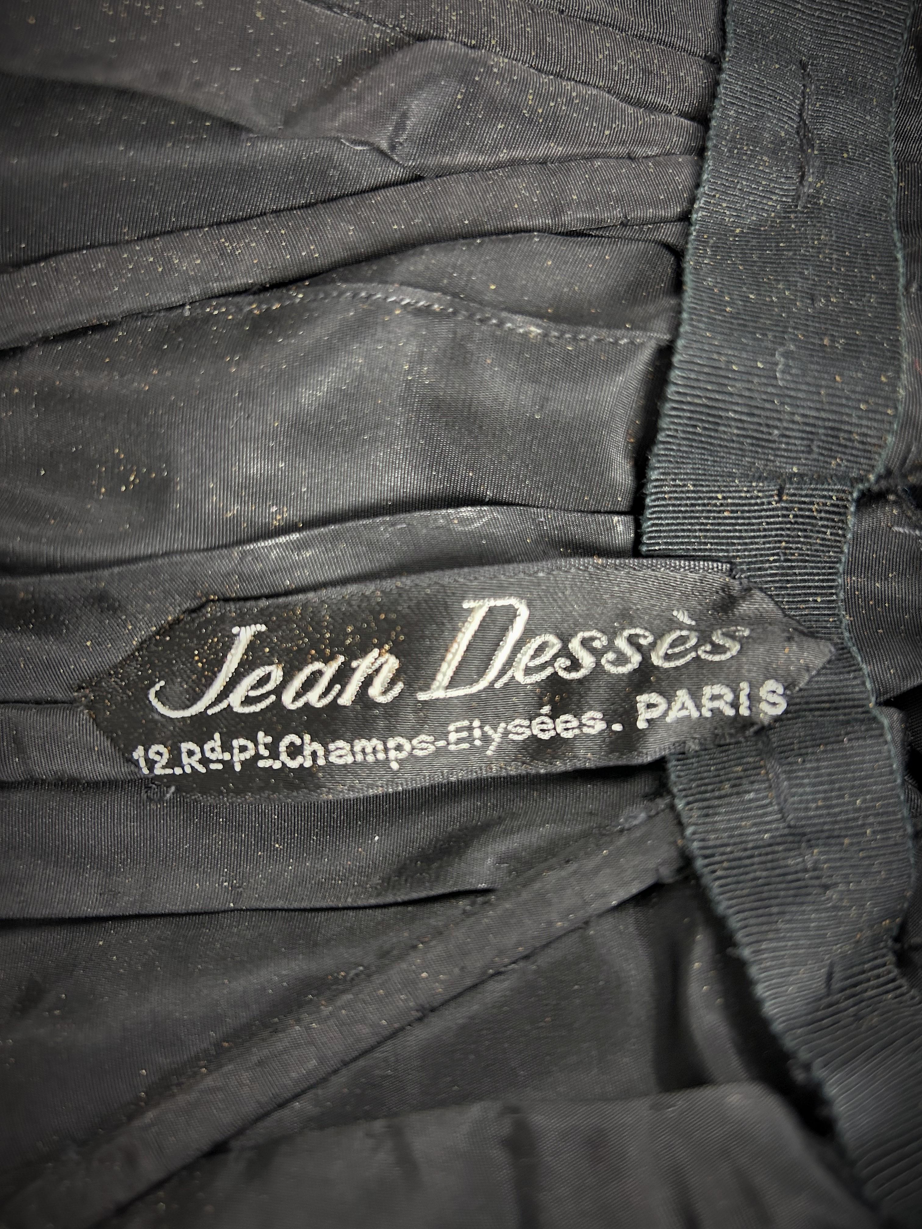 Evening Couture dress by Jean Dessès in black embroidered tulle - France C. 1960 For Sale 1
