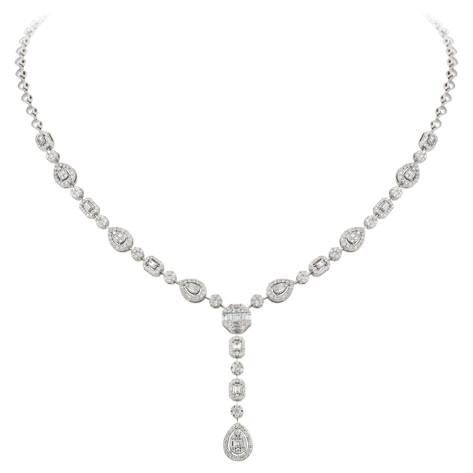 Evening Dangle White Gold 18K Necklace Diamond for Her