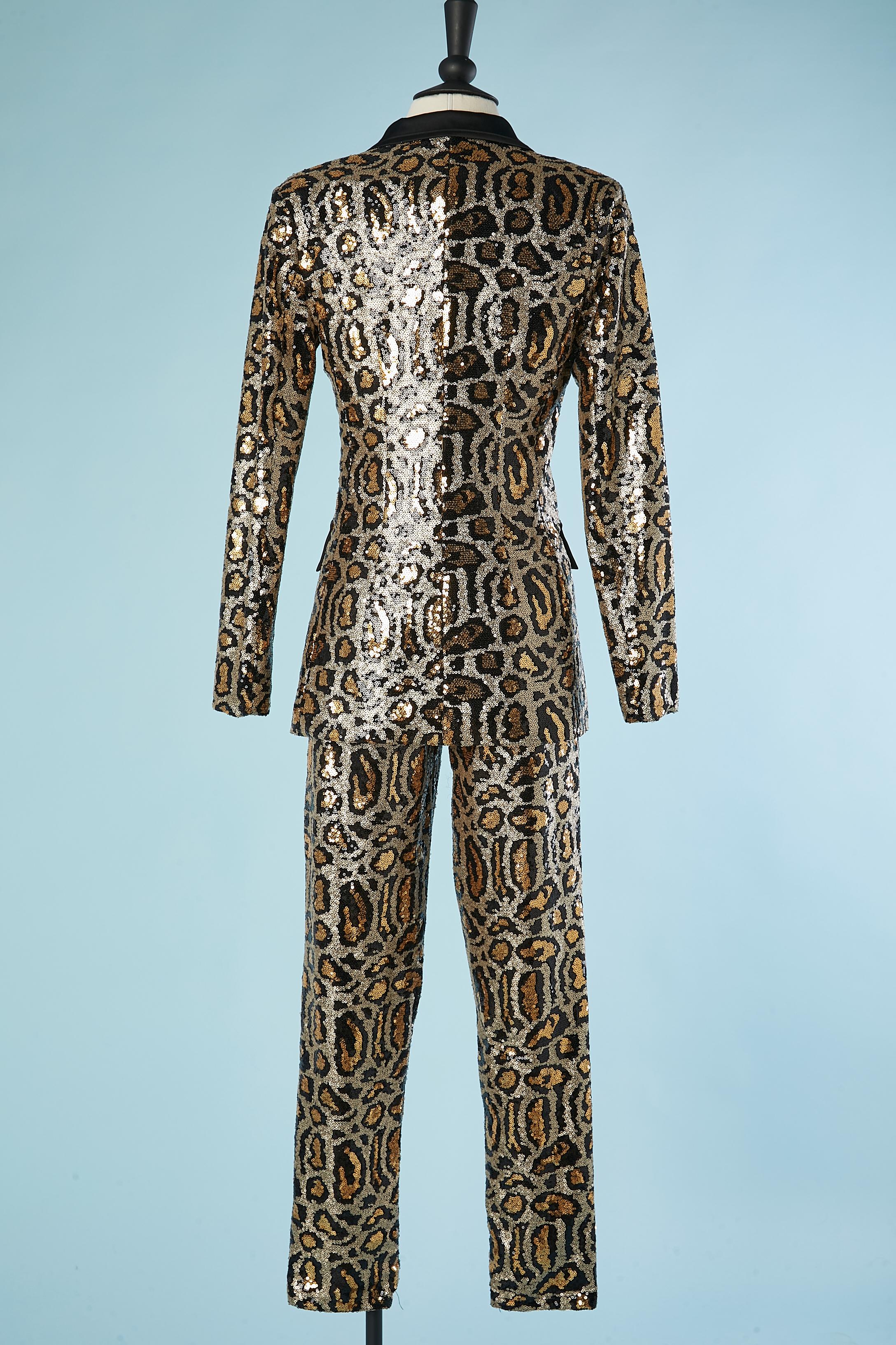 Evening double breasted trouser suit in sequin leopard pattern Circa 2000 For Sale 2