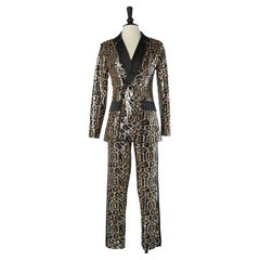 Evening double breasted trouser suit in sequin leopard pattern Circa 2000