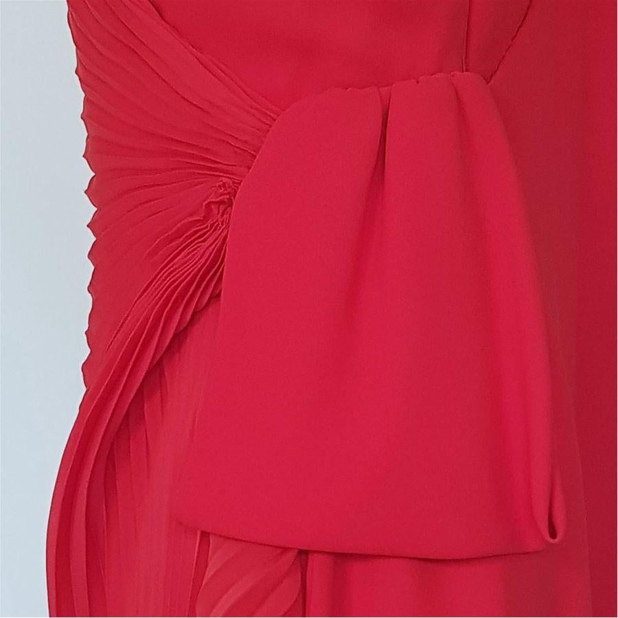 Silk Bright red color One shoulder Amazing plissè work Side drapery Side zip closure Total length cm 146 (57.5 inches) Original price euro 5000
