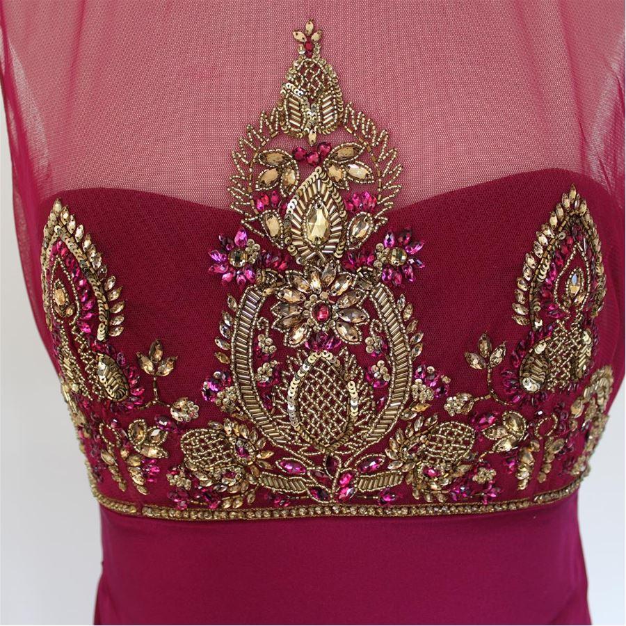Fuchsia color Golden embroidery with strass Sleeveless Total length cm 141 (55.5 inches) Missing coposition tag
