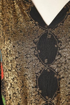 Evening dress in black crêpe satin and gold lurex brocard  top Circa 1930's