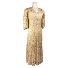 Vintage Evening dress in Caudry lace - France or Europe Circa 1935-1942