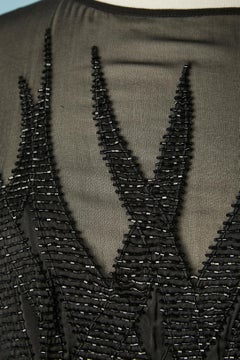 Evening dress in chiffon and satin with beadwork Nancy Johnson