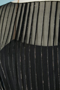 Evening dress in chiffon with gold stripes and taffetas skirt Werlé Beverly Hill