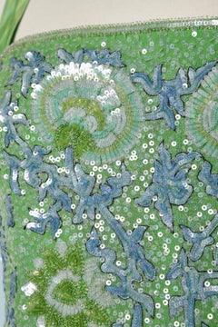 Evening dress in green taffetas and beaded bustier Escada Couture