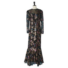 Evening dress in lurex jacquard flower  Victor Costa for Saks Fifth Avenue