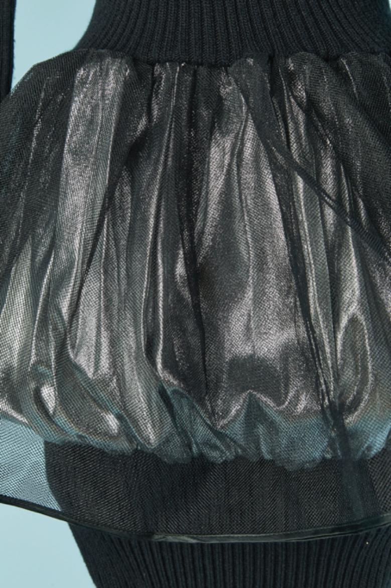 Vestido de noche de lúrex, punto y volantes de tul JEAN-REMY DAUMAS Negro en venta