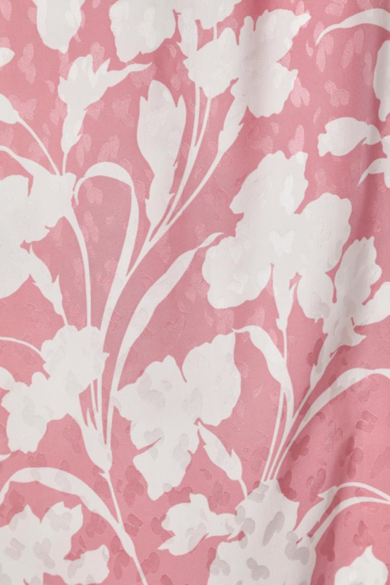 Evening dress in pink and white flowers printed  jacquard with shawl André Laug For Sale 3