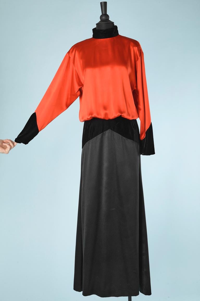 Evening dress in red silk, black velvet & silk Christian Dior Boutique  1