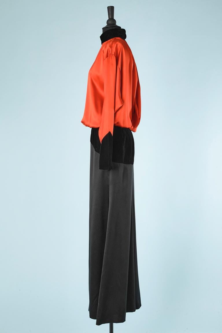 Evening dress in red silk, black velvet & silk Christian Dior Boutique  2