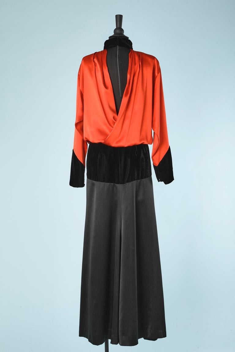 Evening dress in red silk, black velvet & silk Christian Dior Boutique  3