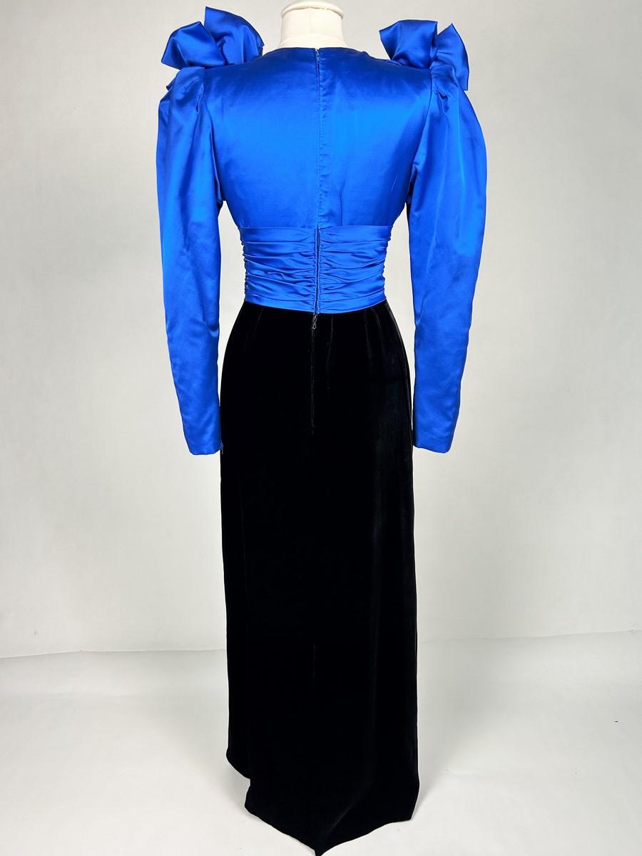 Evening dress in satin and velvet by Gérard Pipart for Nina Ricci - Paris Circa For Sale 5
