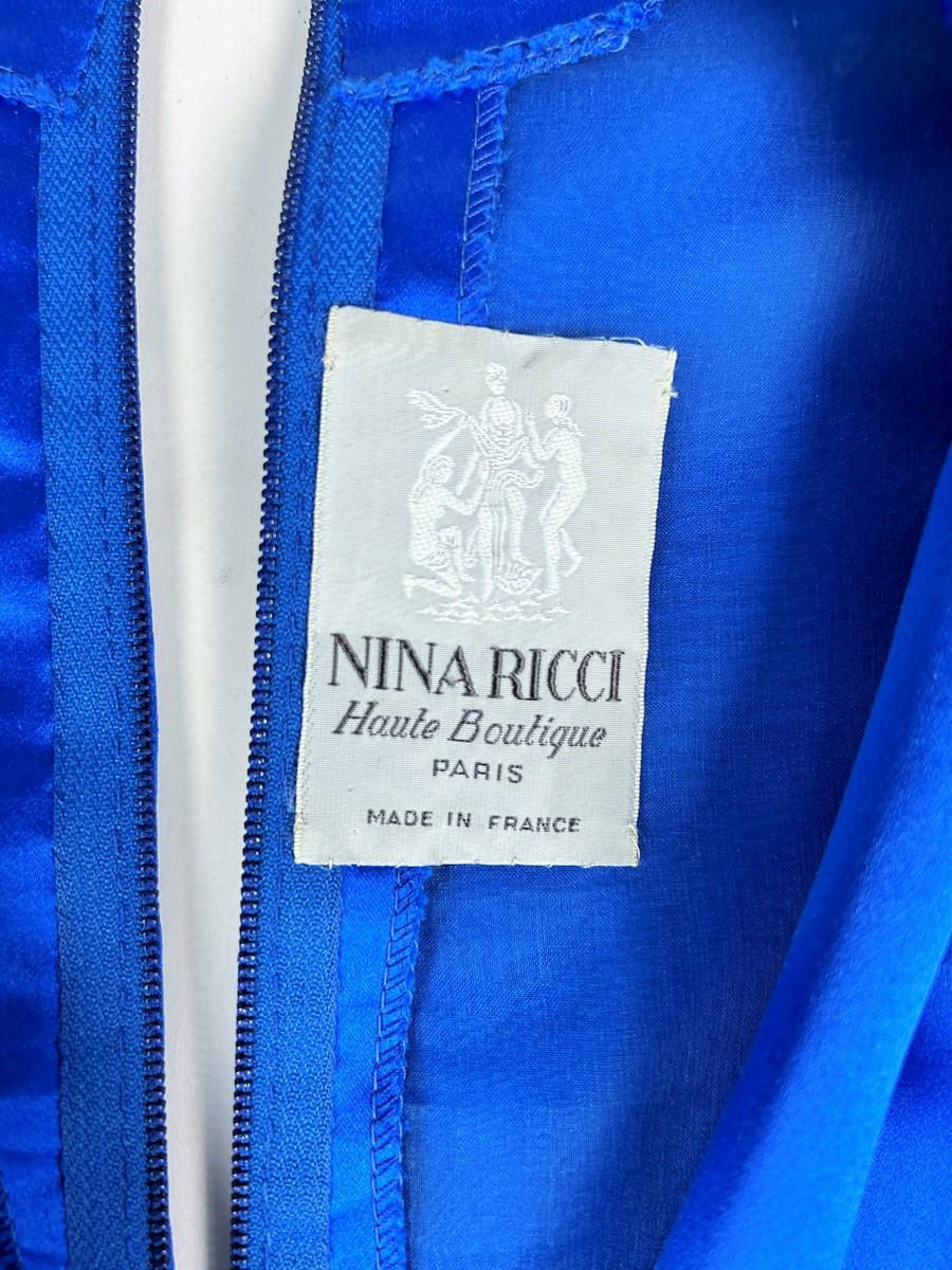 Purple Evening dress in satin and velvet by Gérard Pipart for Nina Ricci - Paris Circa For Sale