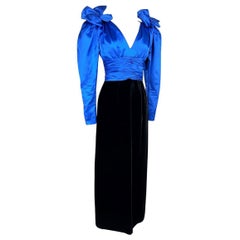 Evening dress in satin and velvet by Gérard Pipart for Nina Ricci - Paris Circa