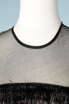 Evening dress in tulle and fringes of lurex black and pink Burberry