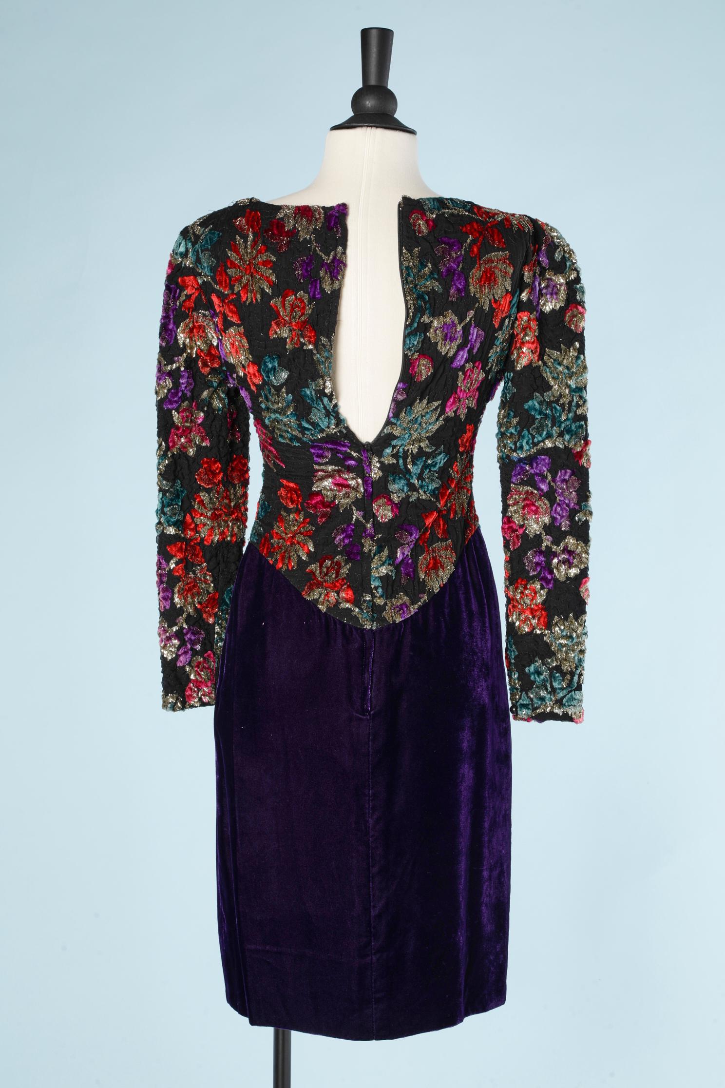 Women's Evening dress in velvet lurex with flower pattern Guy Laroche Boutique 