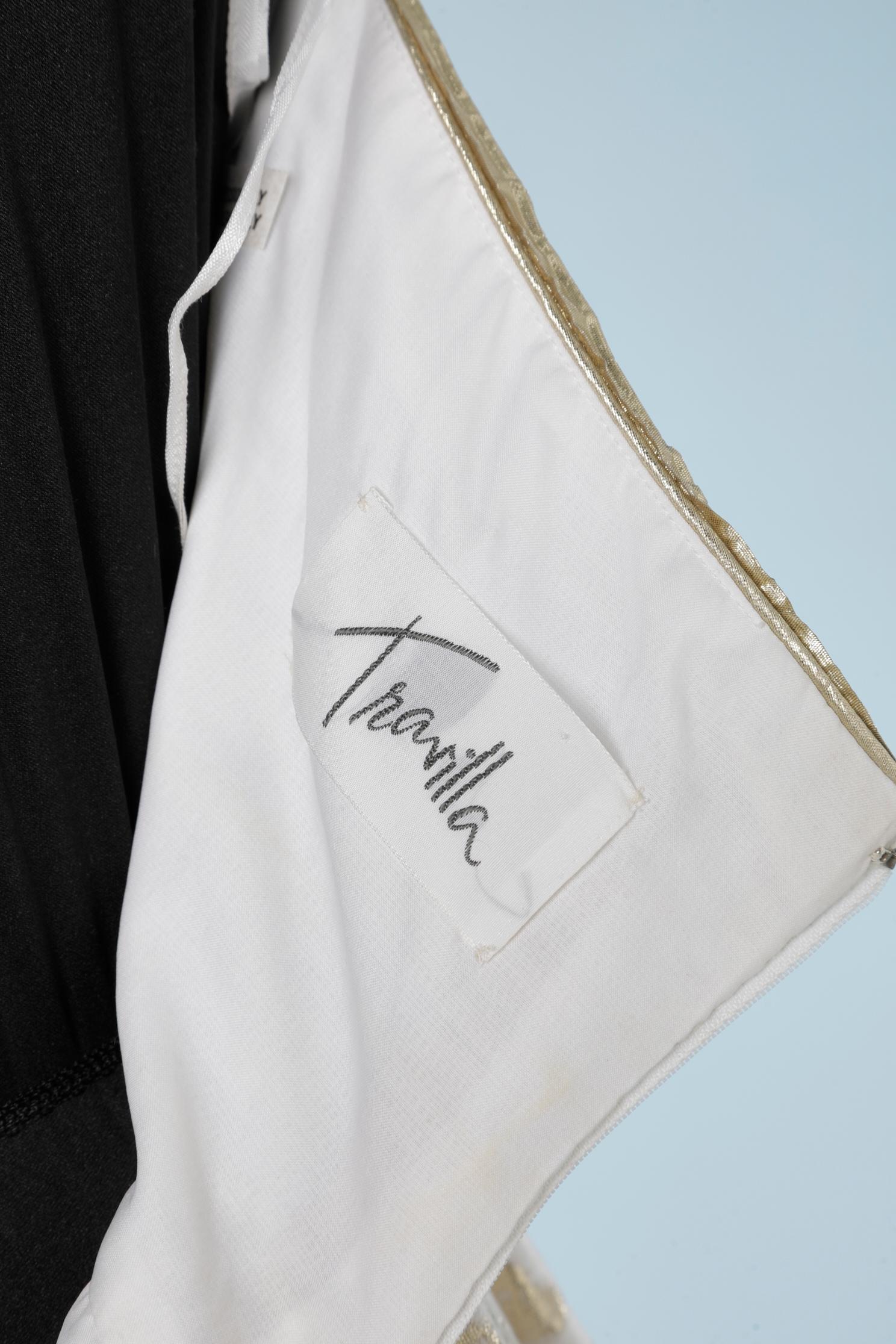 Evening dress suit in gold and off white damask Travilla 1980's 5