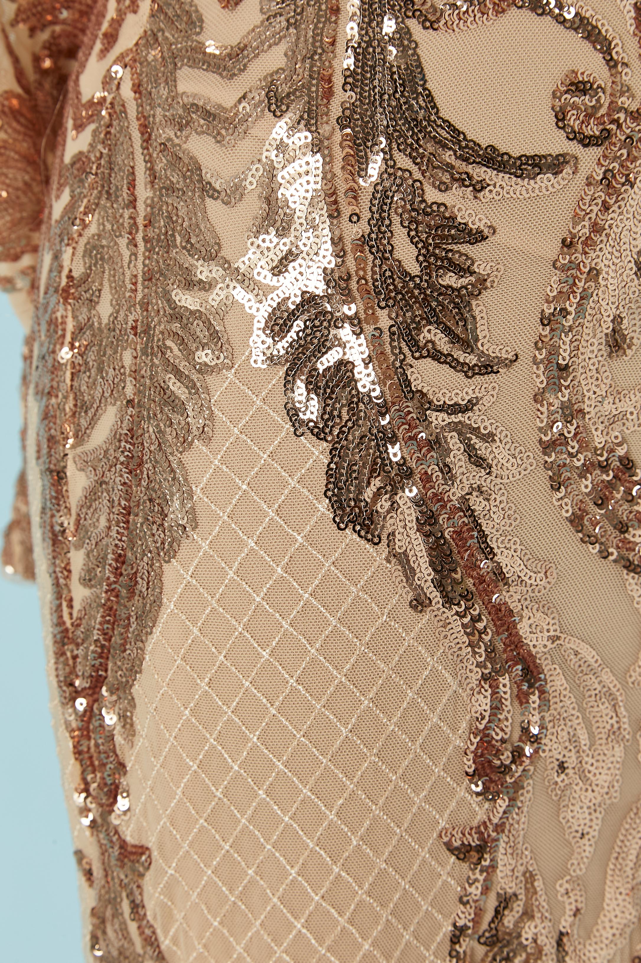 Women's Evening dress with copper sequins on tulle base Betsy Adam For Sale
