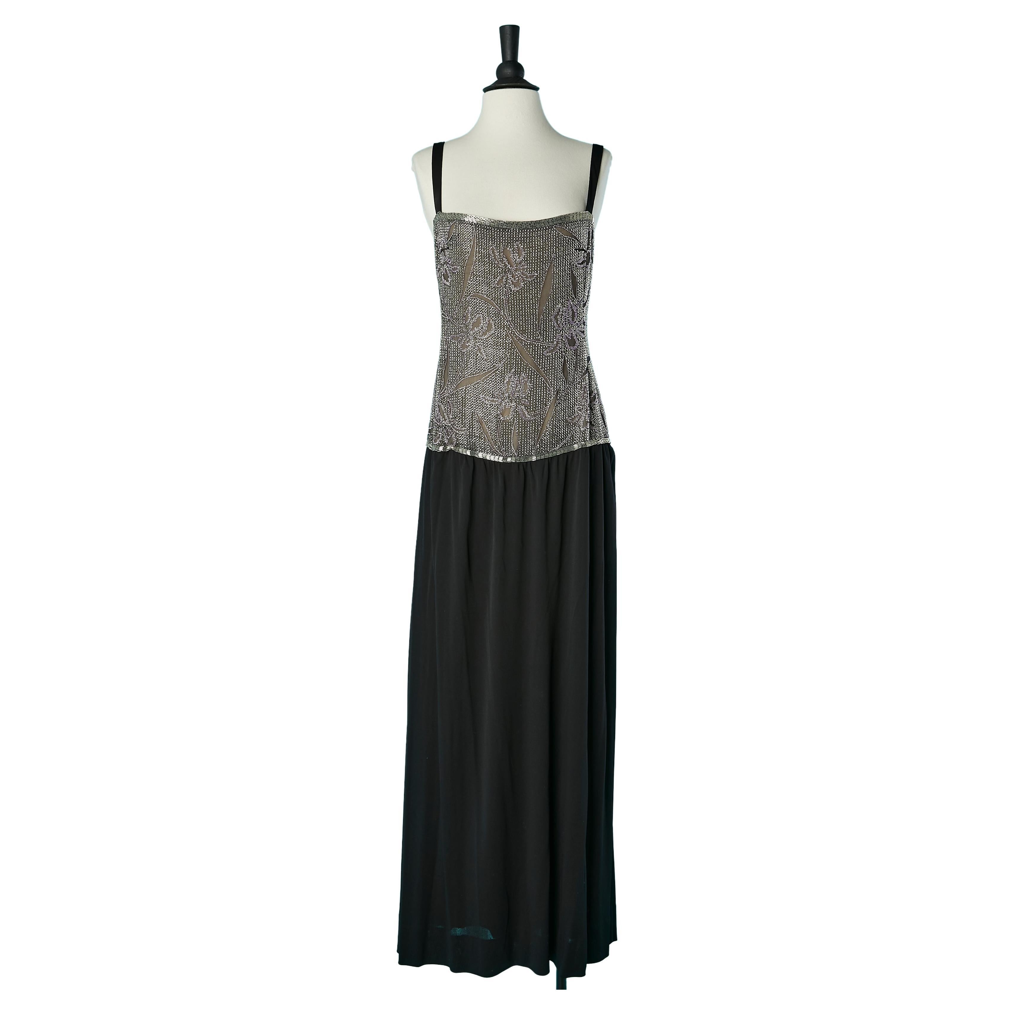 Evening dress with Iris embroideries  Reproduction Givenchy by Adrienne  For Sale