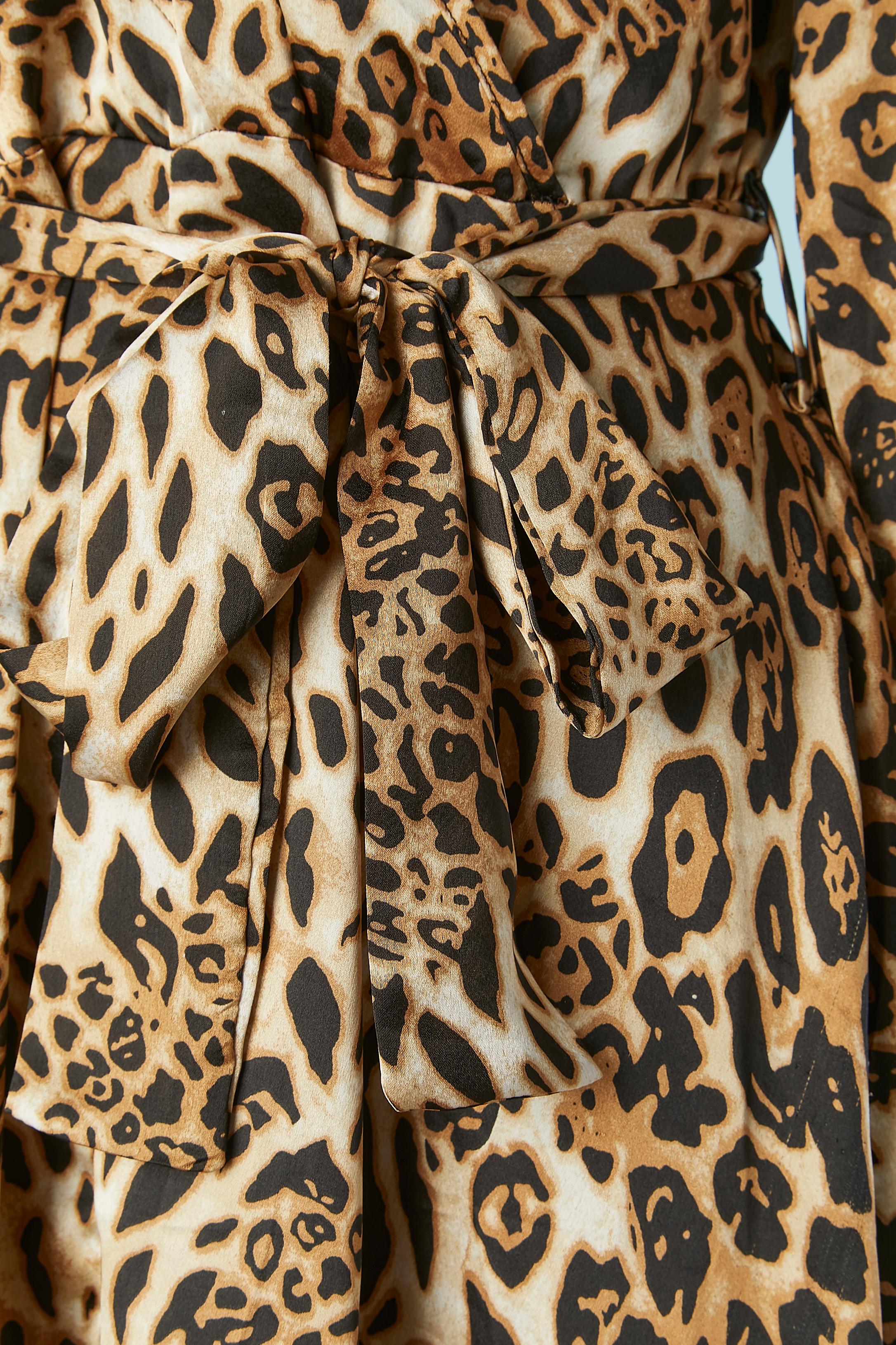 Marron Roberto Cavalli - Robe de soirée avec imprimé léopard et ceinture  en vente