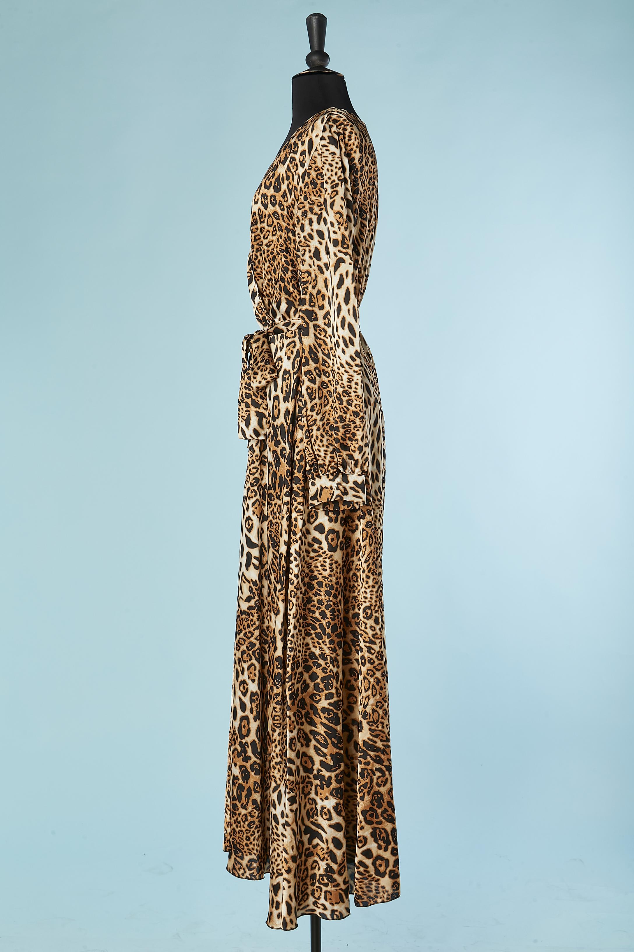 Evening dress with leopard print and belt Roberto Cavalli  In Excellent Condition For Sale In Saint-Ouen-Sur-Seine, FR