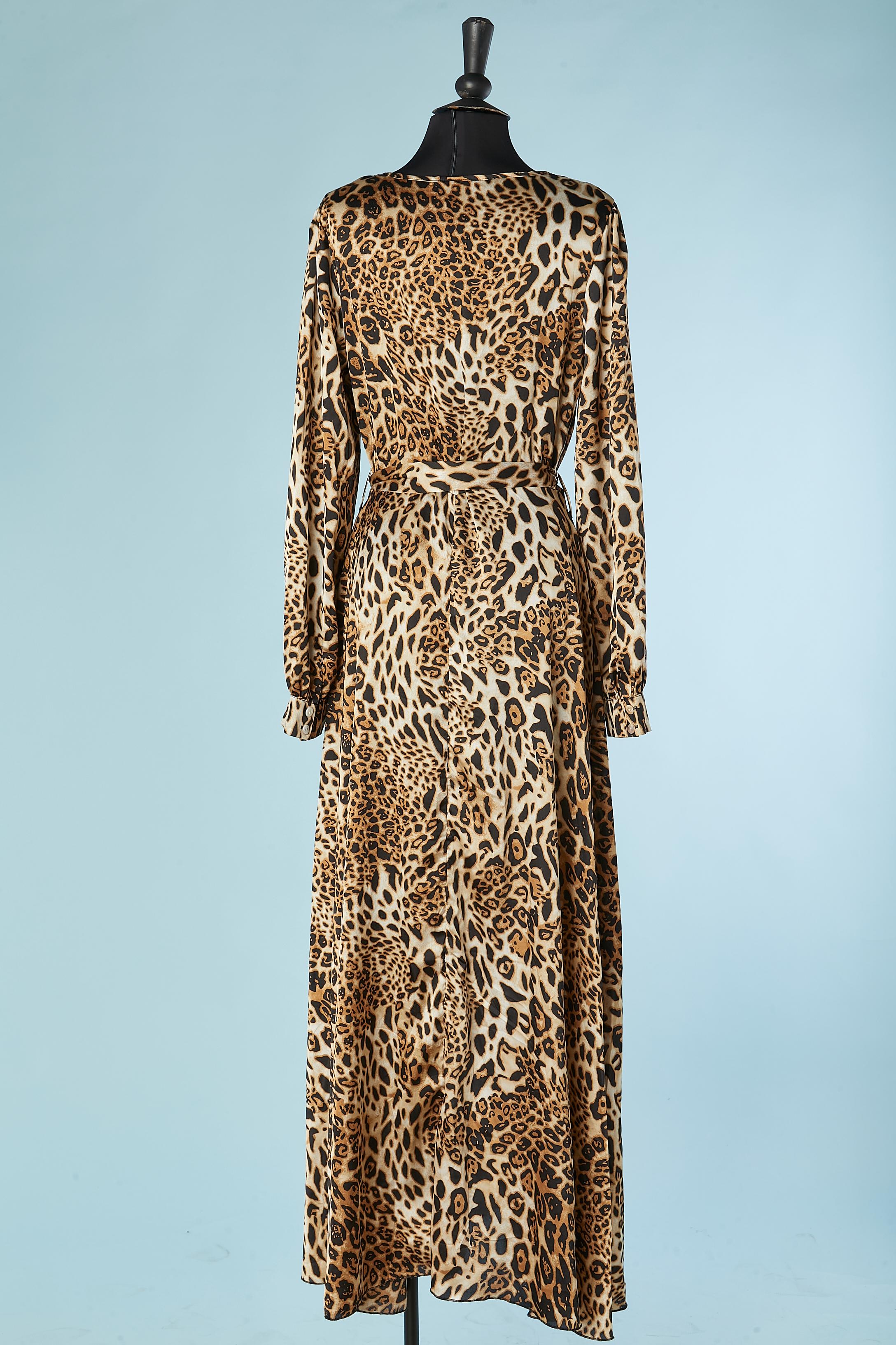 Women's Evening dress with leopard print and belt Roberto Cavalli  For Sale