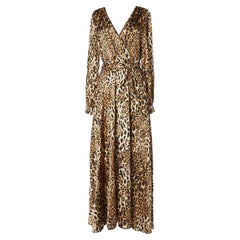 Abito da sera con stampa leopardo e cintura Roberto Cavalli
