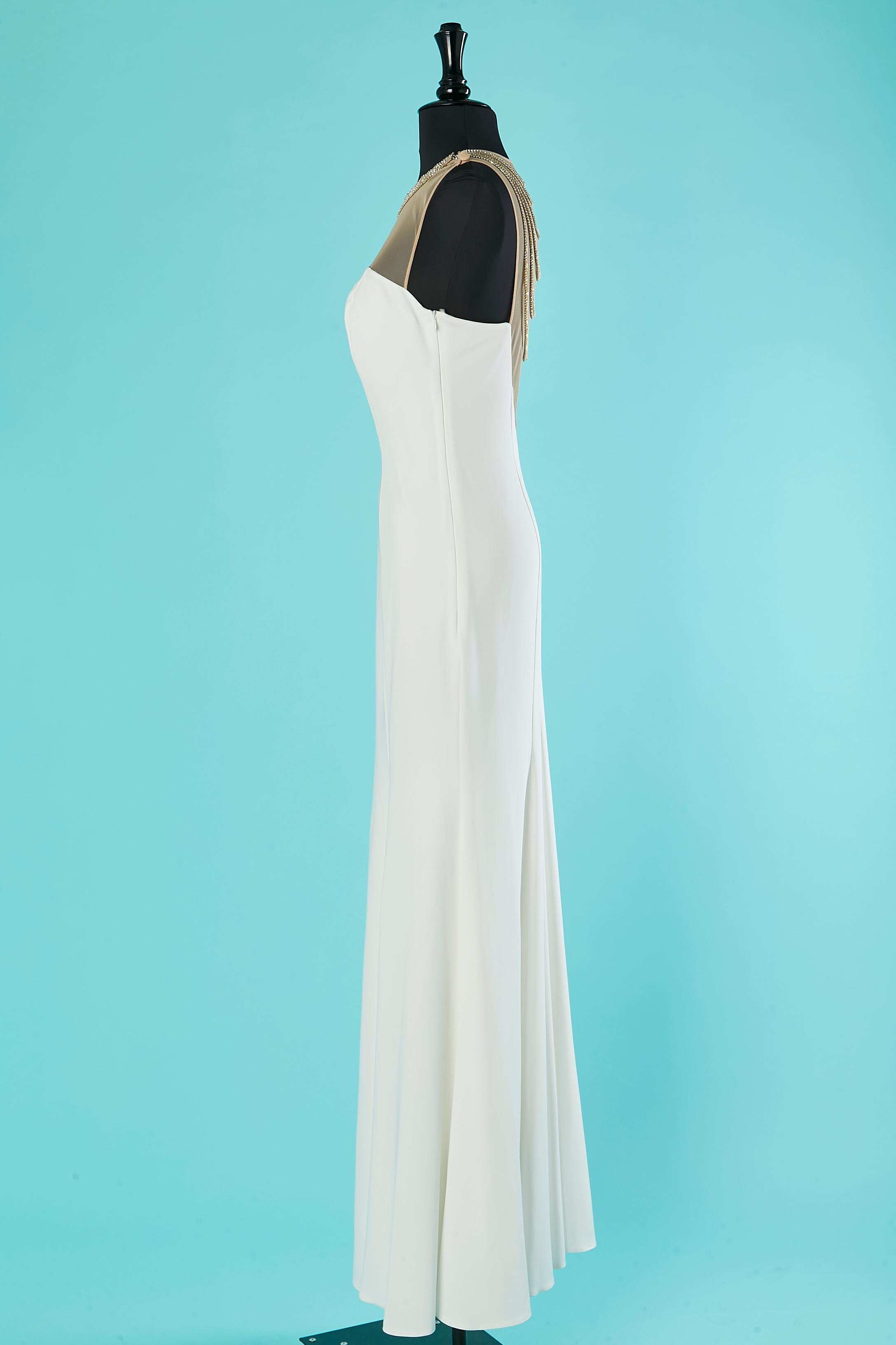 Women's Evening dress with rhinestone neckless neckline front and back Renato Balestra For Sale