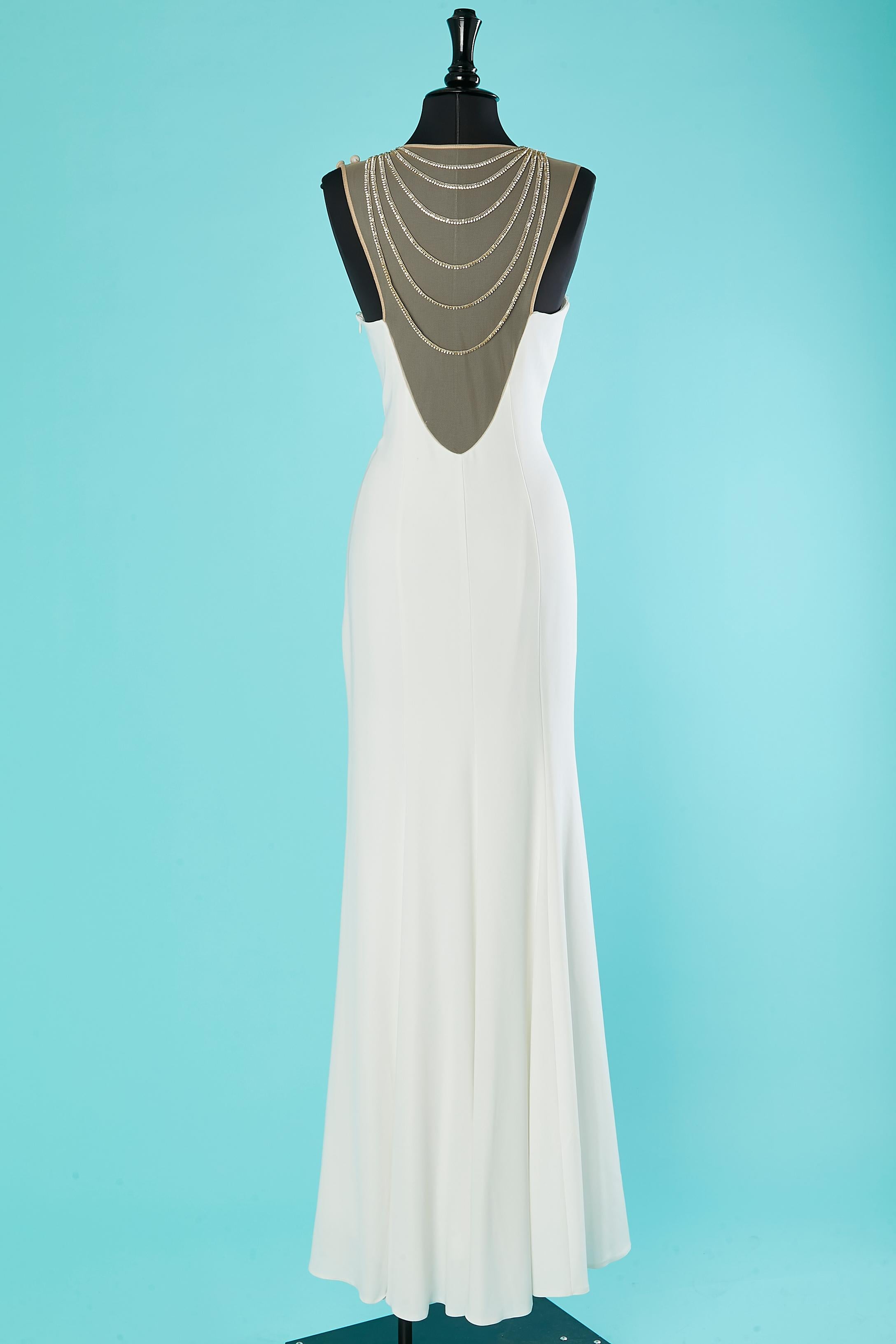 Evening dress with rhinestone neckless neckline front and back Renato Balestra For Sale 1