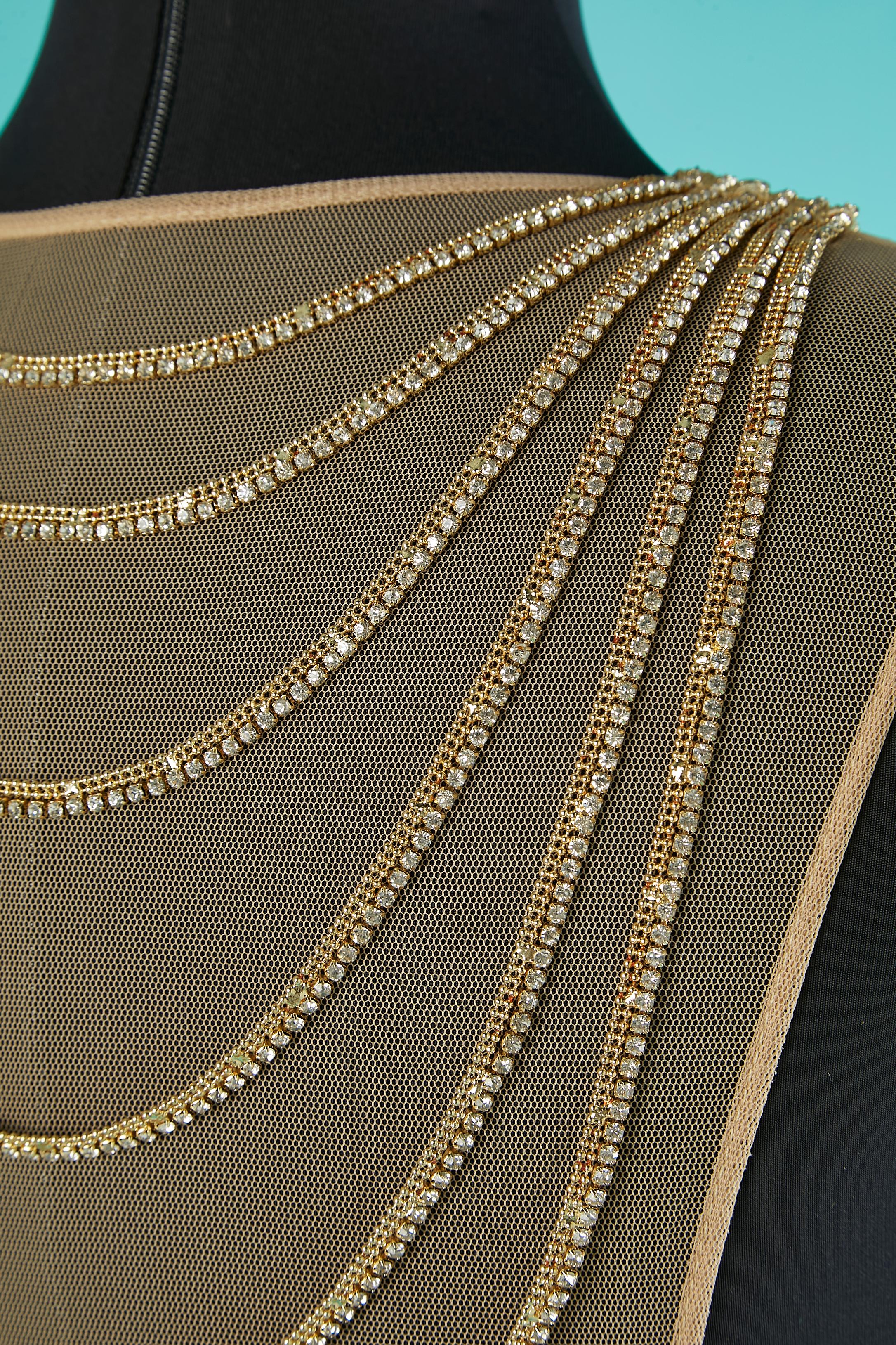 Evening dress with rhinestone neckless neckline front and back Renato Balestra For Sale 2