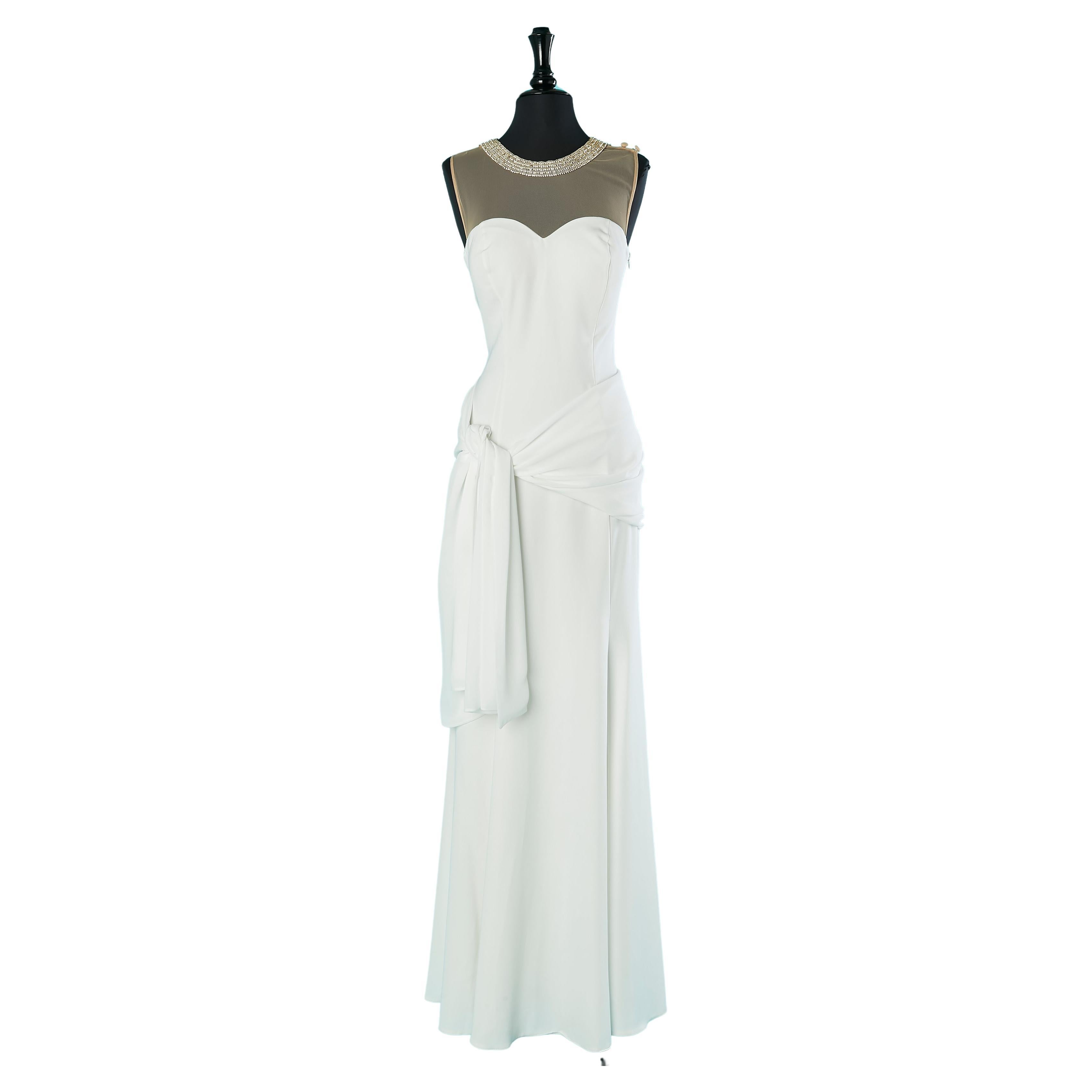 Evening dress with rhinestone neckless neckline front and back Renato Balestra For Sale