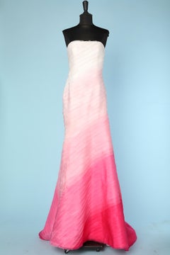 Robe de soirée avec traîne en rubis organza blanc à rose dégradé  Lilly Pulitzer