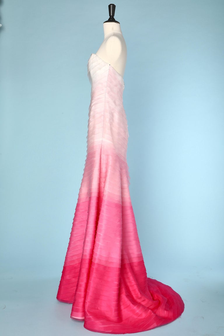 Evening dress with train in white to pink dgrad organza ruban Lilly  Pulitzer For Sale at 1stDibs | bumpy hair strands, pink ruban, hair strand  bumpy