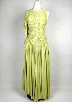 Evening Gown by Madame Grès (attributed to) in green jersey silk - Paris C. 1938