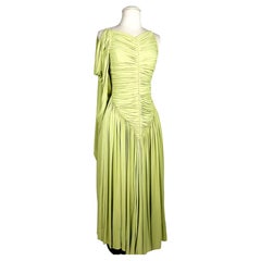 Evening Gown by Madame Grès (attributed to) in green jersey silk - Paris C. 1938