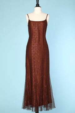 Evening gown in copper lurex lace with copper lurex lining Chanel/ Bergdorf