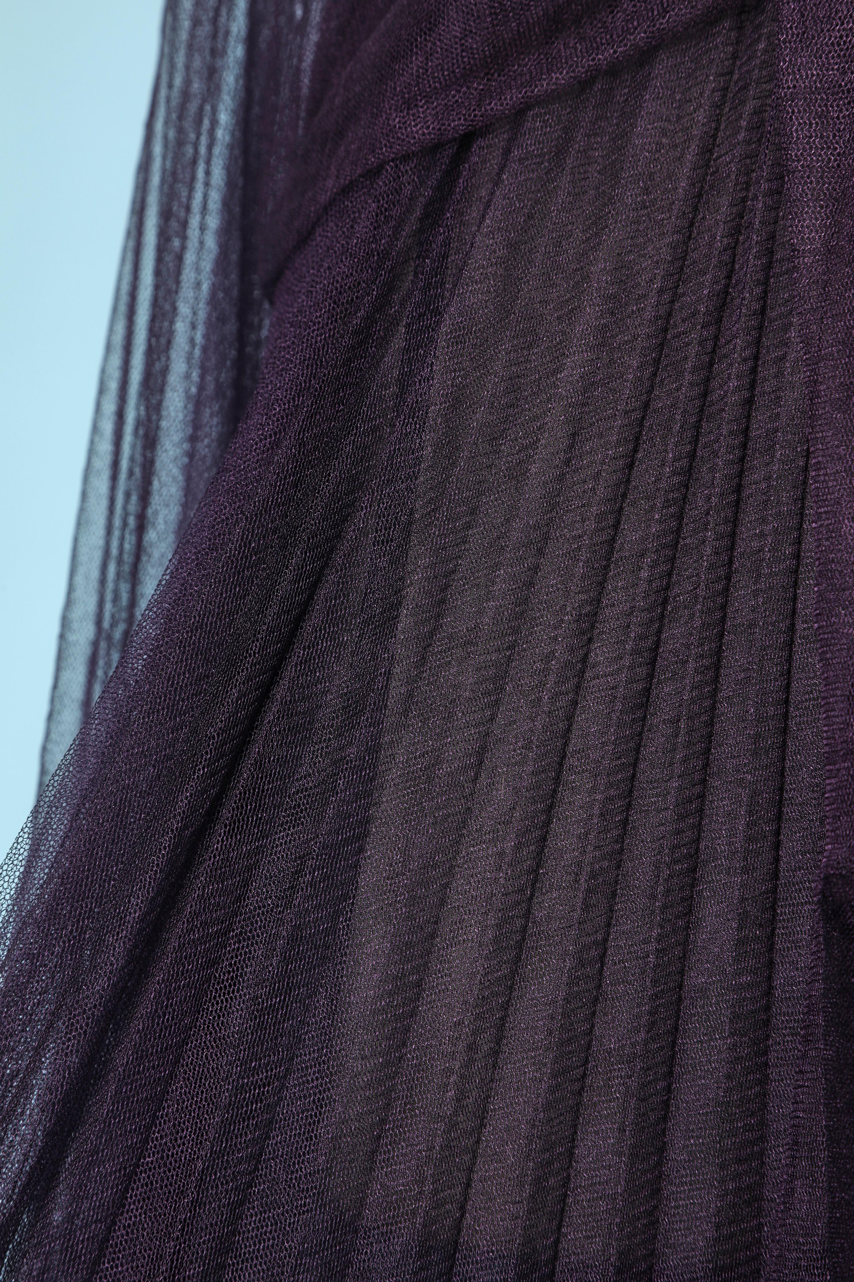 Evening gown in pleated tulle and embroideries Gianfranco Ferré In New Condition For Sale In Saint-Ouen-Sur-Seine, FR
