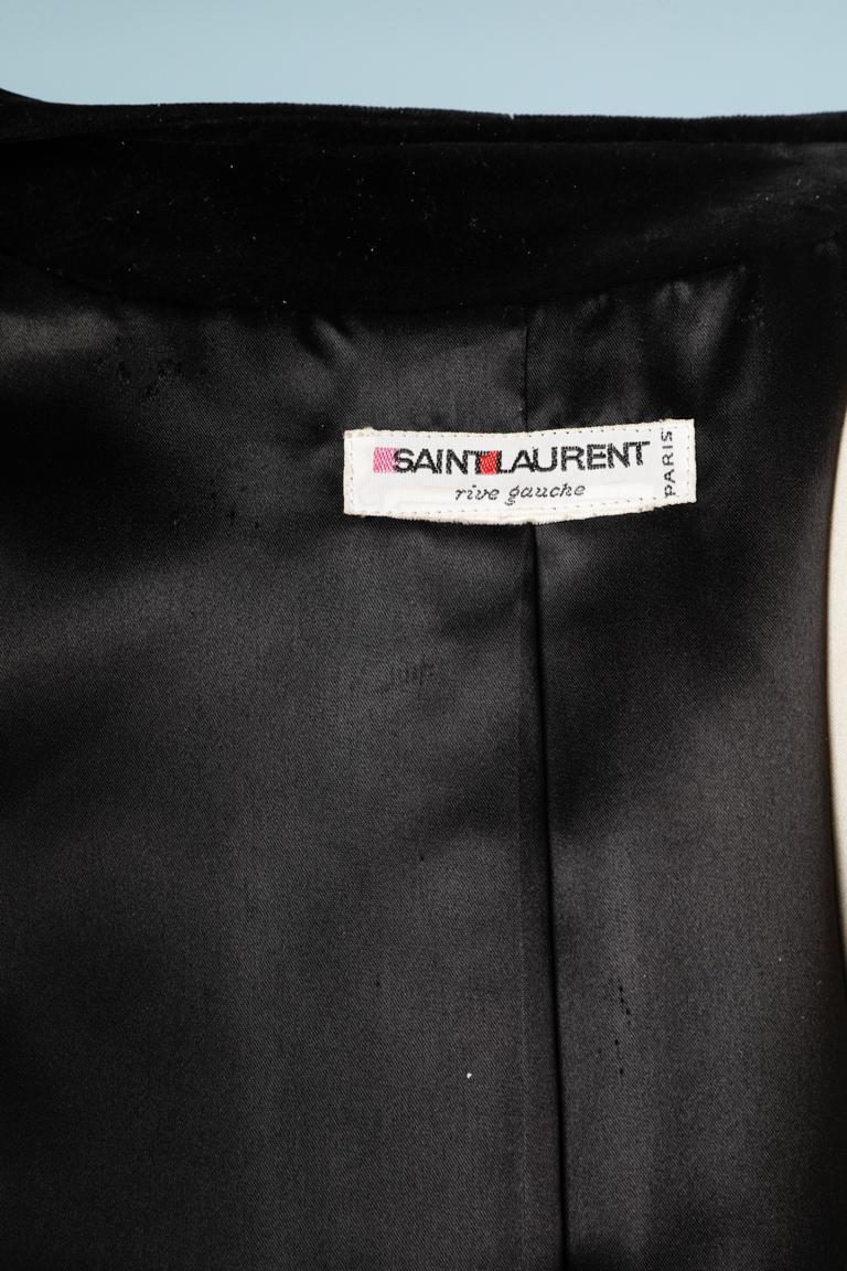 Evening jacket in black velvet and taffetas sleeves Saint Laurent Rive Gauche For Sale 2
