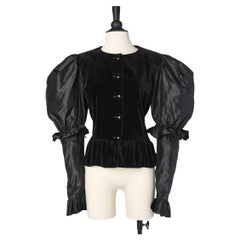 Giacca da sera in velluto nero e maniche in taffetas Saint Laurent Rive Gauche