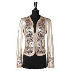 Evening jacket in perforated gold leather Roberto Cavalli 
