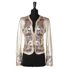Abendjacke aus perforiertem goldfarbenem Leder Roberto Cavalli