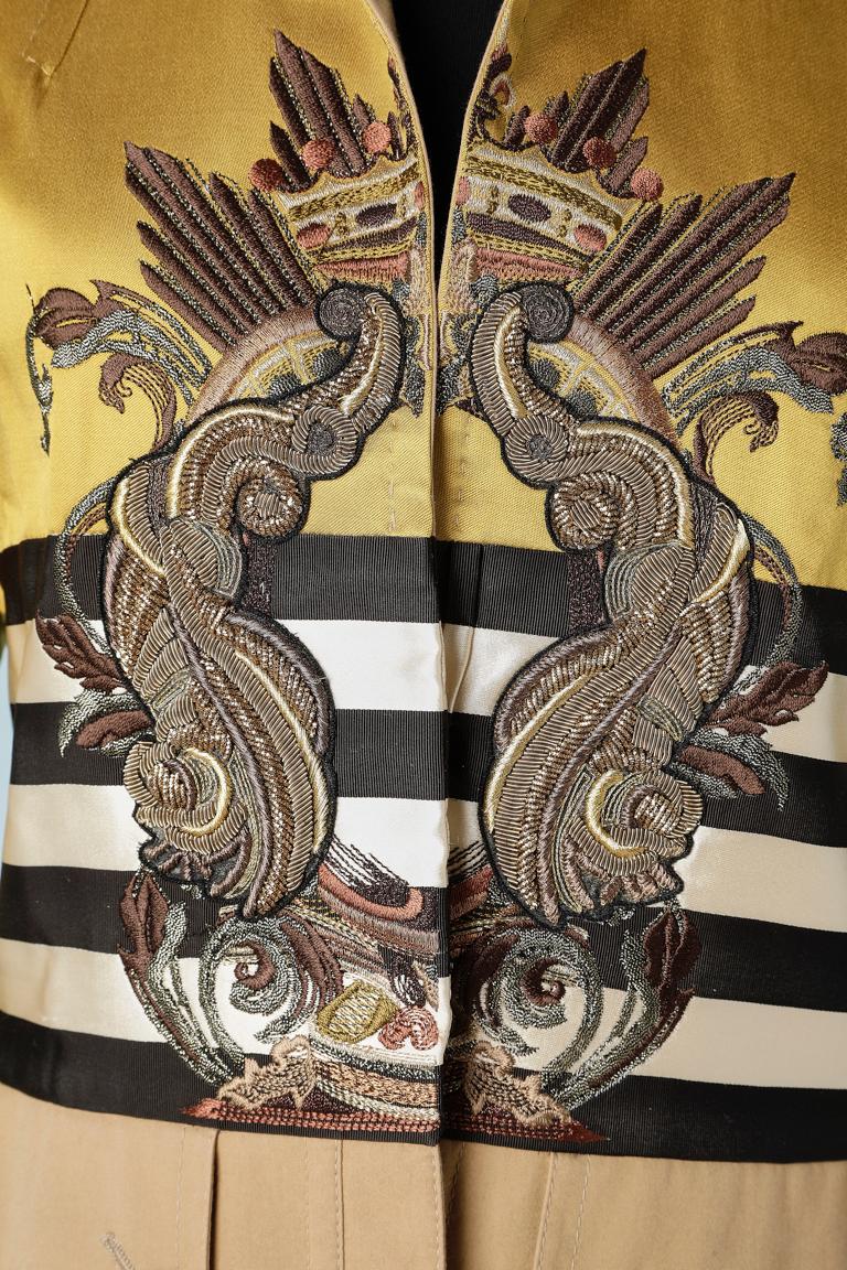 Evening jacket in silk and cotton with metallic embroidery 