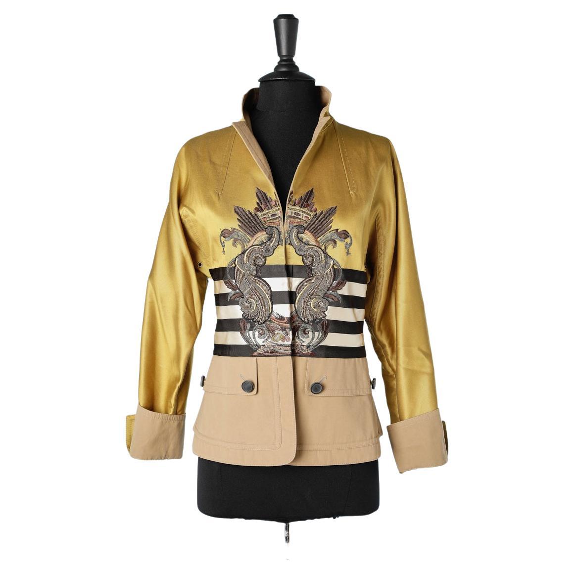 Evening jacket in silk and cotton with metallic embroidery Gianfranco Ferré For Sale
