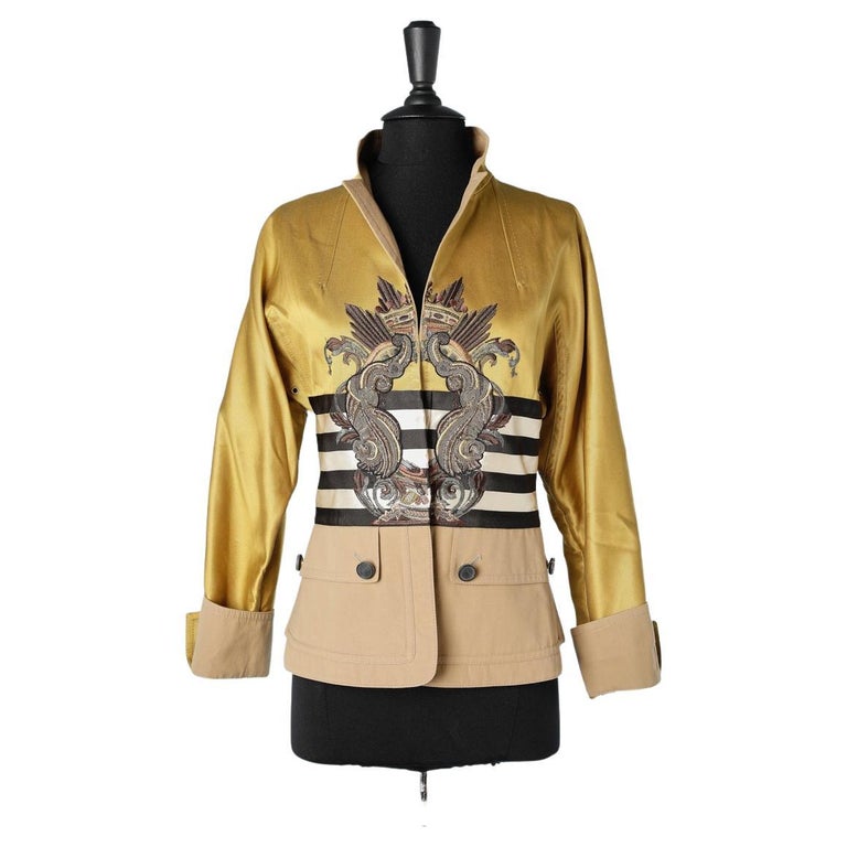 Evening jacket in silk and cotton with metallic embroidery 