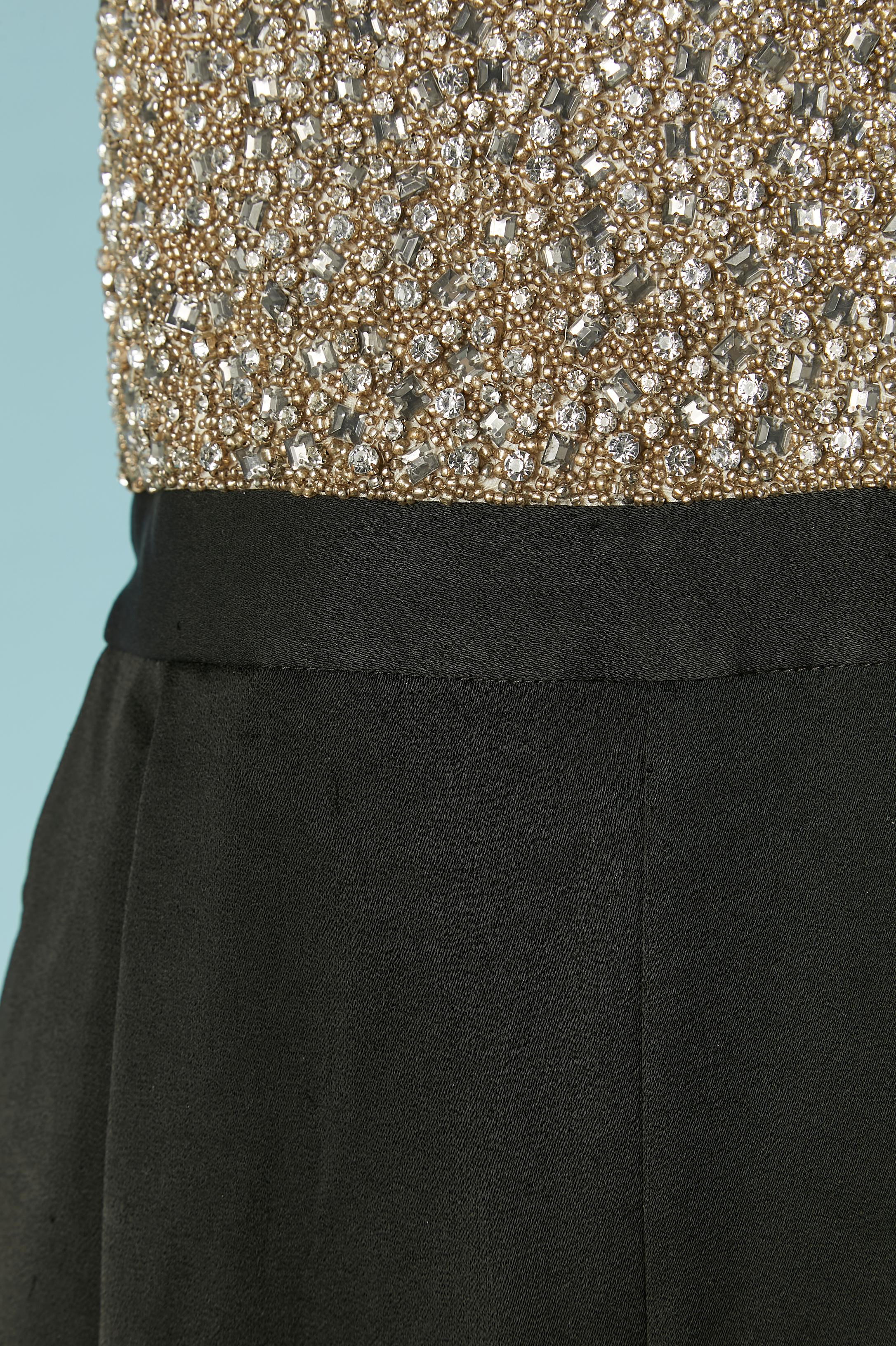 Black Evening jumpsuit with rhinestone bustier Alice + Olivia For Sale