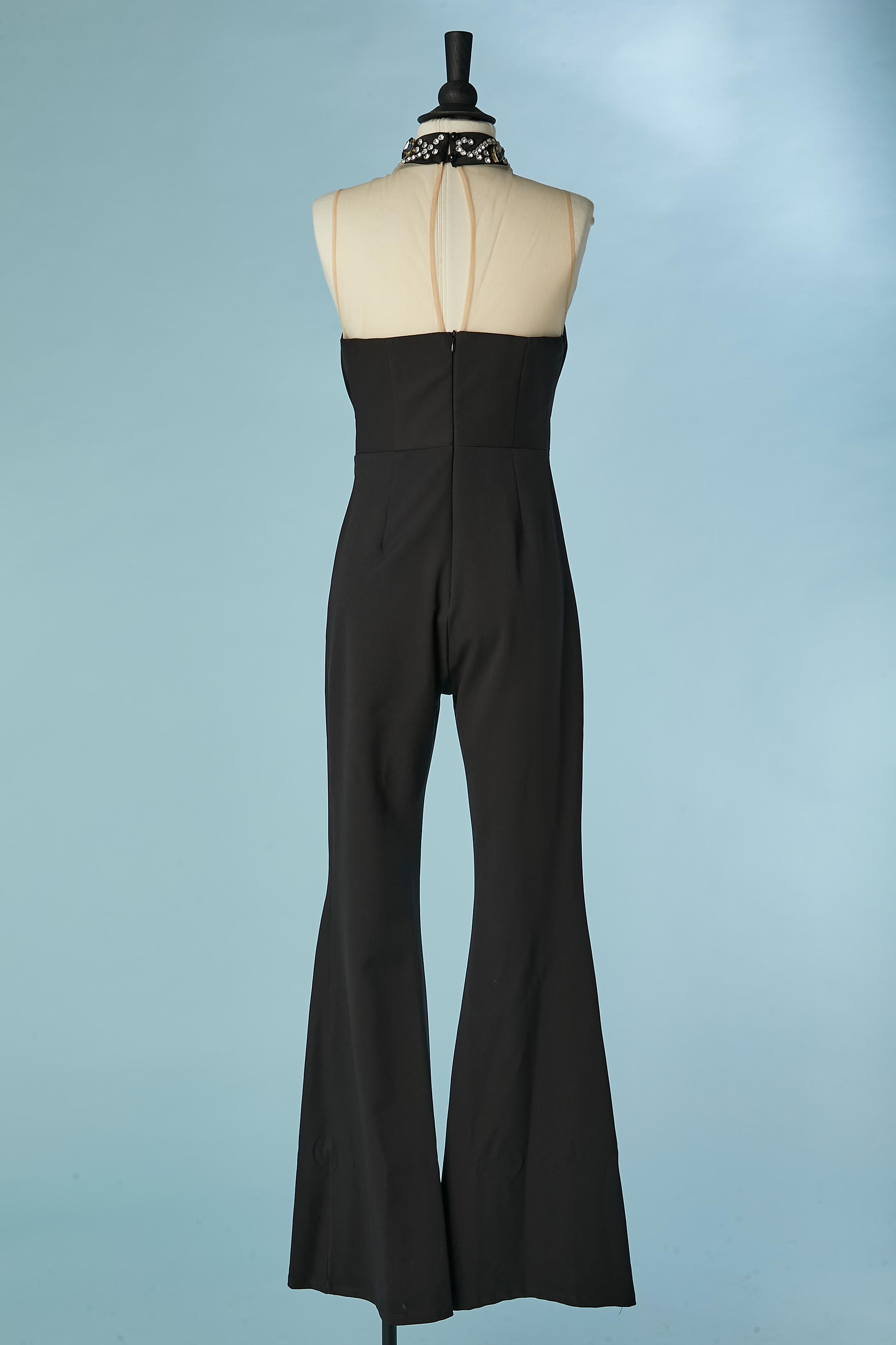 Women's Evening jumpsuit with satin bow and rhinestone collar Gai Mattiolo Love to Love For Sale