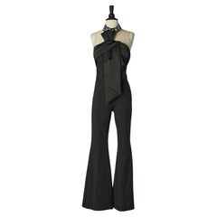 Evening jumpsuit with satin bow and rhinestone collar Gai Mattiolo Love to Love